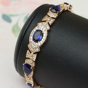 Rose Gold Bracelet with Royal Blue Stones & Sparkling Accents, XPBL0725
